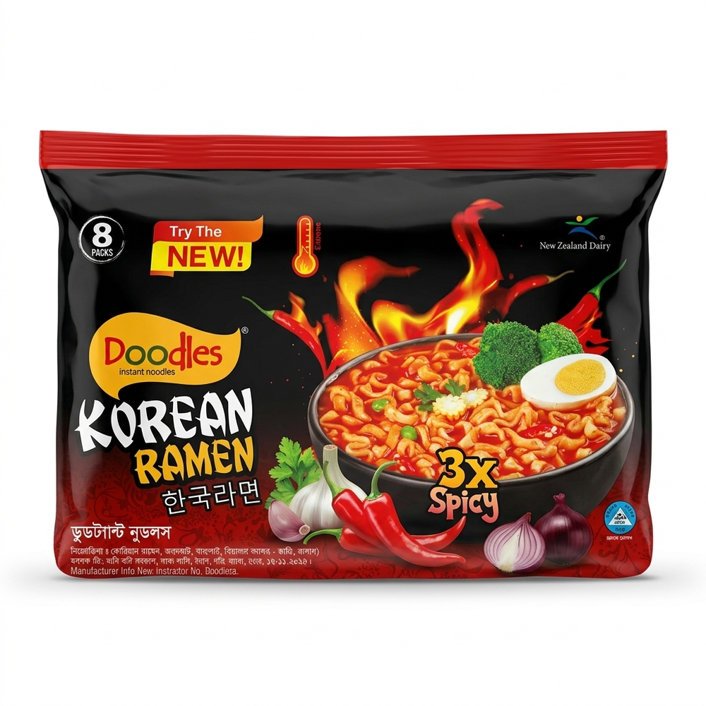 Doodles Korean noodles 3x spicy 8pac