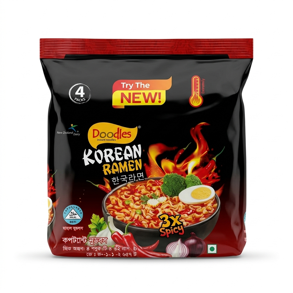 Doodles Korean noodles 3x spicy 4pac