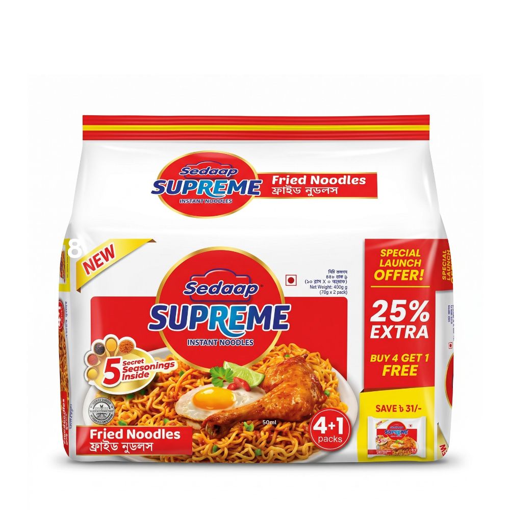 sedaap supreeme instant noodles 4+1 packs